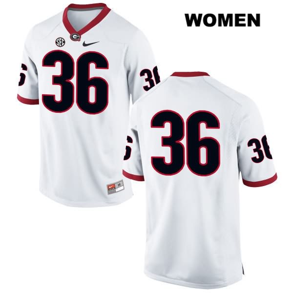 Georgia Bulldogs Women's Garrett Jones #36 NCAA No Name Authentic White Nike Stitched College Football Jersey OGH4356TP